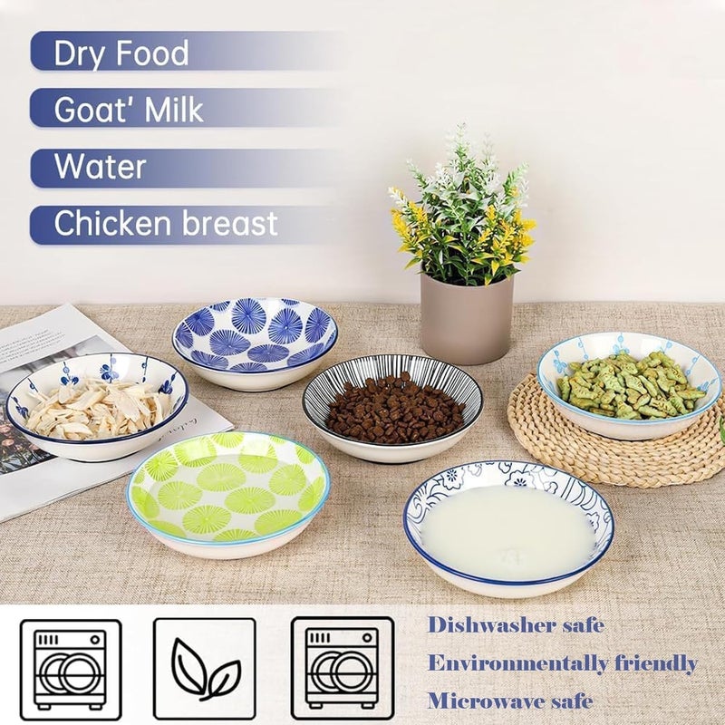 HAPPY KIT Ceramic Cat Bowls with Non-Slip Silicone Bottom,Prevent Whisker Fatigue,Reduce Mess,Wide Cat Bowls for Indoor Cats,6 Colorful Set for Daily Feeding Gift Choice (Classic) - Image 4